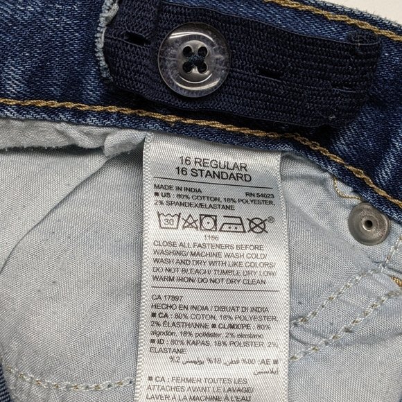 Old Navy Jeans Youth 16 Regular Skinny Adjustable Waist Blue Kids Boys - Picture 7 of 7